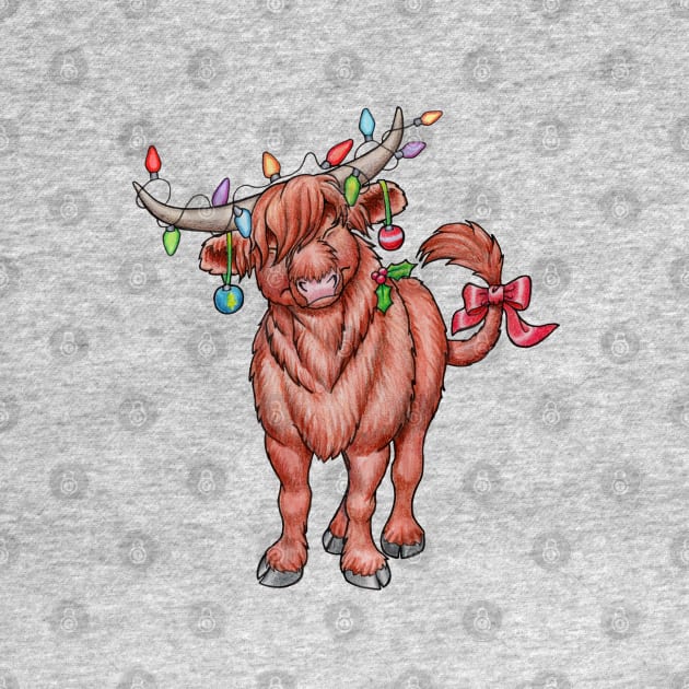 Mooey Christmas!  Christmas Highland Cow by Featherlady Studio